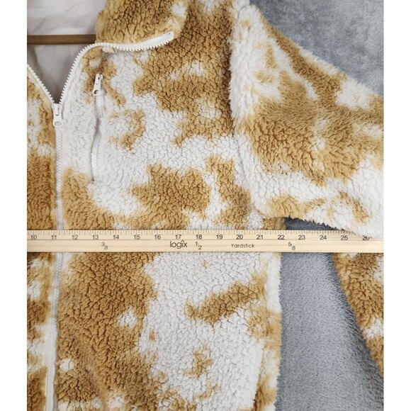 Betsy Johnson Performance Jacket Womens Medium Brown White Full Zip Faux Sherpa - Picture 5 of 12